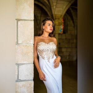 Sleeveless Lace Beaded Ball Gown Sexy Bridal Wedding Formal Dress,size 4-6 Small